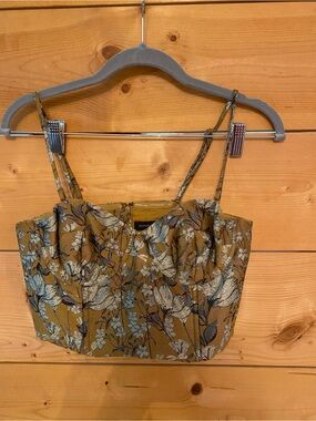 Banana Republic Mustard and silver Floral Jacquard Top